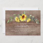 Invitation Fête des mariées florale de tournesol jaune rustiq (Devant)