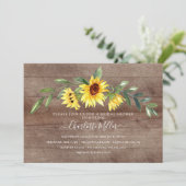 Invitation Fête des mariées florale de tournesol jaune rustiq (Debout devant)