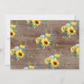 Invitation Fête des mariées florale de tournesol jaune rustiq (Dos)