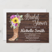 Invitation Fête des mariées florale de tournesol rustique (Devant)