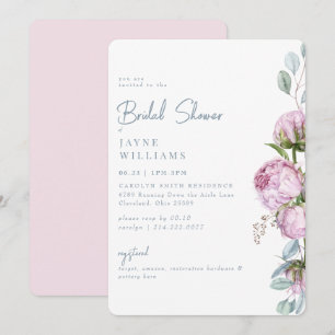 Invitation Fête des mariées florale d'élégance rose