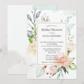 Invitation Fête des mariées florale d'Elégante Aquarelle du m (Devant / Derrière)