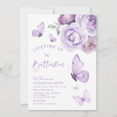 Invitation Fête des mariées florale des papillons (Devant)