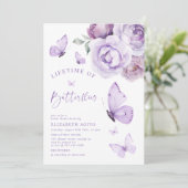 Invitation Fête des mariées florale des papillons (Debout devant)