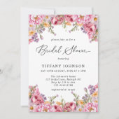 Invitation Fête des mariées florale des pivoines roses modern (Devant)