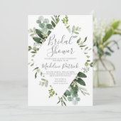 Invitation Fête des mariées florale d'Eucalyptus (Debout devant)