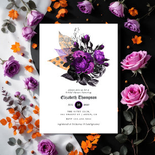 Invitation Fête des mariées florale d'Halloween