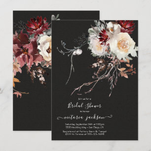 Invitation Fête des mariées florale d'hiver foncé et humide