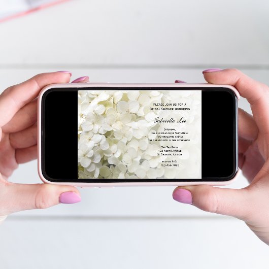 Invitation Fête des mariées florale d'Hydrangea blanche