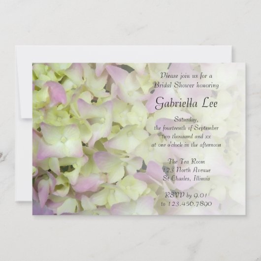 Invitation Fête des mariées florale d'Hydrangea rose (Devant)