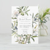 Invitation Fête des mariées florale d'olive moderne (Debout devant)