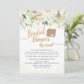 Invitation Fête des mariées Florale d'or blanc par courrier (Debout devant)