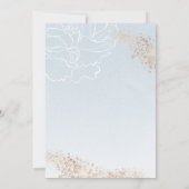 Invitation Fête des mariées florale d'or bleu doux (Dos)