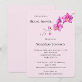 Invitation Fête des mariées florale d'orchidée rose (Devant / Derrière)