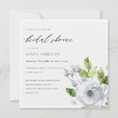 INVITATION FÊTE DES MARIÉES FLORALE DOUCE DOUCE BLEU WATERCOU (Devant)
