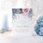 Invitation Fête des mariées florale Dusty Blue et Mauve<br><div class="desc">Fleurs bleues mauves et poussiéreuses élégantes invitations vintages à la douche nuptiale.</div>