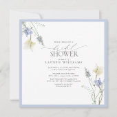 Invitation Fête des mariées florale Dusty Blue Fleur sauvage (Devant)