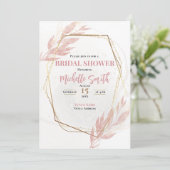 Invitation Fête des mariées florale Dusty Rose Gold Eucalyptu (Debout devant)