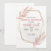 Invitation Fête des mariées florale Dusty Rose Gold Eucalyptu (Devant / Derrière)