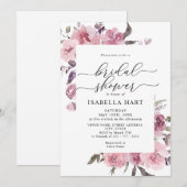 Invitation Fête des mariées Florale Dusty Rose rose pâle (Devant / Derrière)