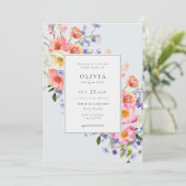 Invitation Fête des mariées florale Elegance Pink Boho (Debout devant)