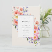 Invitation Fête des mariées florale Elegance Pink Boho (Debout devant)