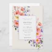 Invitation Fête des mariées florale Elegance Pink Boho (Devant / Derrière)