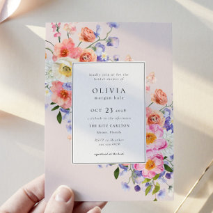 Invitation Fête des mariées florale Elegance Pink Boho