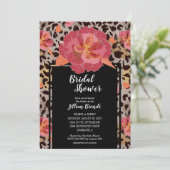 Invitation Fête des mariées florale Empreinte de léopard (Debout devant)