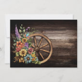 Invitation Fête des mariées Florale en bois rustique (Dos)