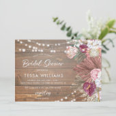 Invitation Fête des mariées Florale en bois rustique (Debout devant)