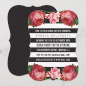 Invitation Fête des mariées Florale en noir et blanc (Devant / Derrière)