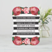 Invitation Fête des mariées Florale en noir et blanc (Debout devant)