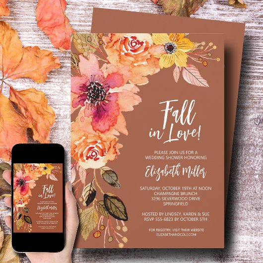 Invitation Fête des mariées florale en terre cuite