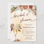 Invitation Fête des mariées Florale en terre cuite Boho (Devant)