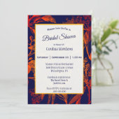 Invitation Fête des mariées florale Feuille Orange de la mari (Debout devant)