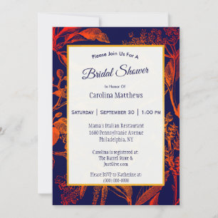 Invitation Fête des mariées florale Feuille Orange de la mari