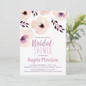 Invitation Fête des mariées florale floue (Debout devant)