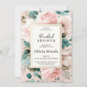 Invitation Fête des mariées florale floue (Devant)