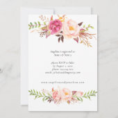 Invitation Fête des mariées florale floue rose fleurie 2 (Dos)