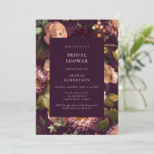 Invitation Fête des mariées florale foncée et humide violet s (Debout devant)