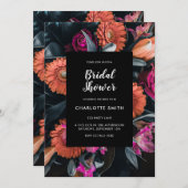 Invitation Fête des mariées florale foncée moderne (Devant / Derrière)