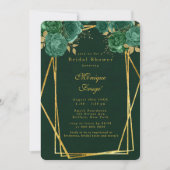 Invitation Fête des mariées florale géométrique Emerald Green (Devant)