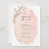 Invitation Fête des mariées florale Géométrique en or rose pâ (Devant)