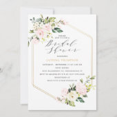 Invitation Fête des mariées florale Géométrique Or (Devant)