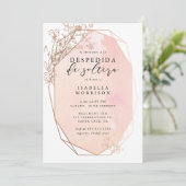 Invitation Fête des mariées florale Géométrique Or Blush (Debout devant)