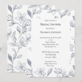 Invitation Fête des mariées florale Glam argenté (Devant / Derrière)