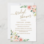 Invitation Fête des mariées florale Gold Blush (Devant)