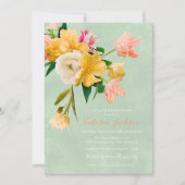 Invitation Fête des mariées florale gras et brillant (Devant)