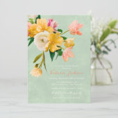 Invitation Fête des mariées florale gras et brillant (Debout devant)